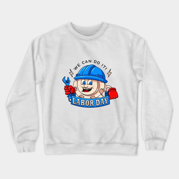 Labor Day. The Ger Machine mascot holds a wrench Crewneck Sweatshirt by Vyndesign